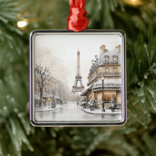Stylish Paris at Christmas Metal Tree Decoration