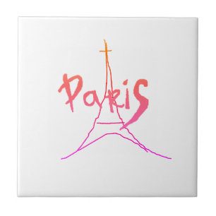 Stylish Paris Eifel Tower Drawing Sketch Tile