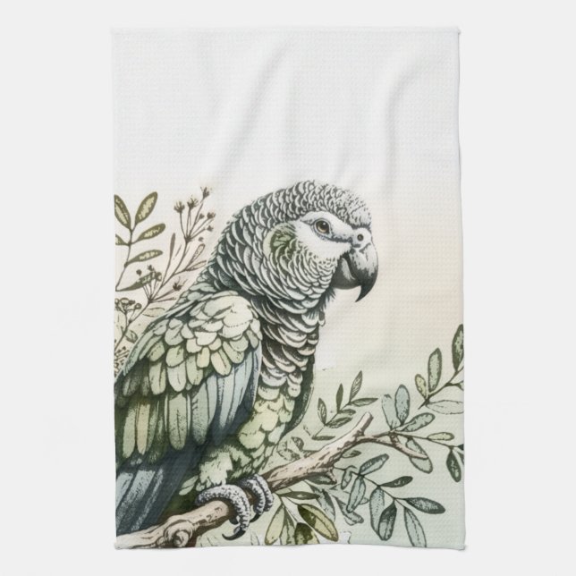 Stylish Parrot Tea Towel (Vertical)