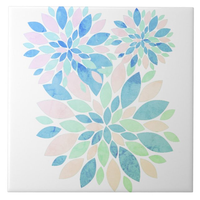 Stylish Pastel Colours Flower Petals Tile (Front)