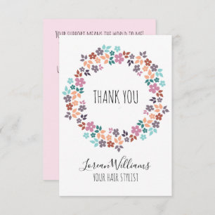Stylish Pastel Floral Hair Style Flower Wreath Thank You Card