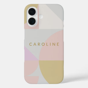 Stylish Pastel Geometric Shapes Personalised  iPhone 16 Case