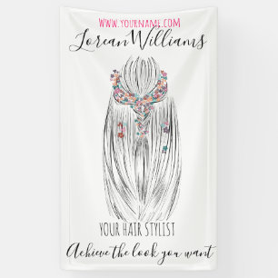 Stylish Pastel Hair Stylist Braid Hairstyle Flower Banner