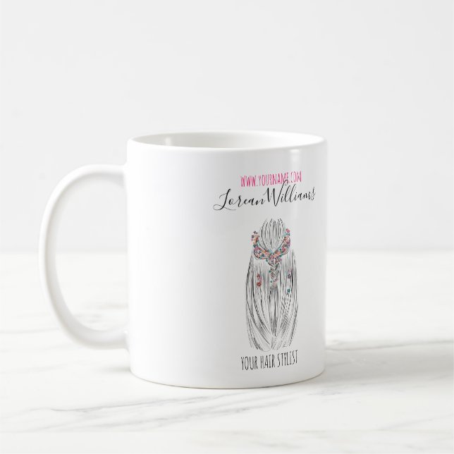 Stylish Pastel Hair Stylist Braid Hairstyle Flower Coffee Mug (Left)