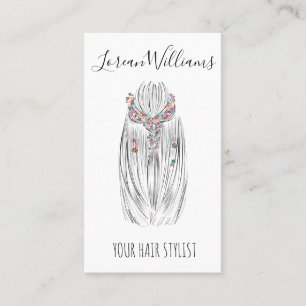 Stylish Pastel Hair Stylist Braid Hairstyle QR Business Card