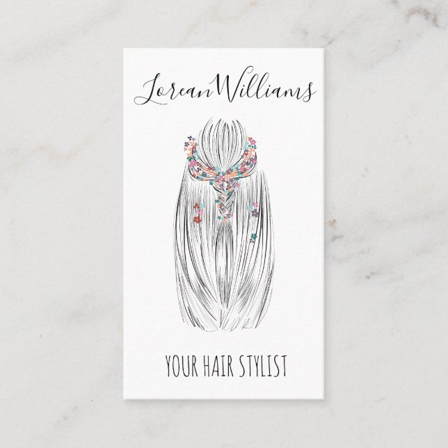 Stylish Pastel Hair Stylist Braid Hairstyle QR  Business Card (Front)