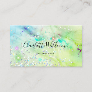 Stylish Pastel Marbled Alcohol Ink Elegant Glitter Business Card