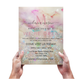 Stylish Pastel Marbled Alcohol Ink Elegant Glitter Flyer