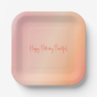 Stylish Pastel Pink And Peach Square Paper Plate