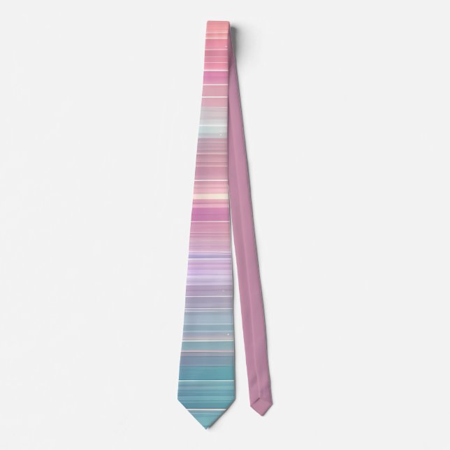 Stylish Pastel Pink Blue Gradient Stripe Design Tie (Front)