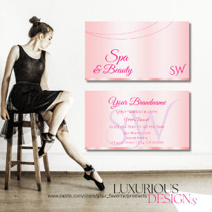 Stylish Pastel Pink Glamourous with Initials Moder Business Card