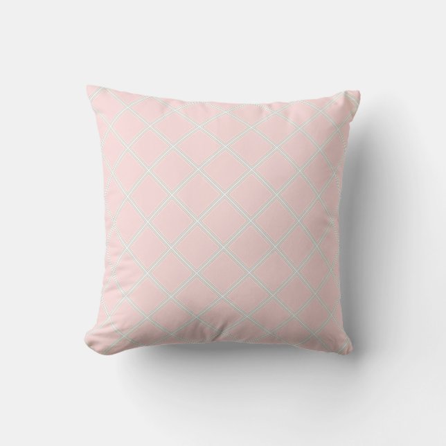Stylish Pastel Pink Orange Green White Geometric Cushion (Front)