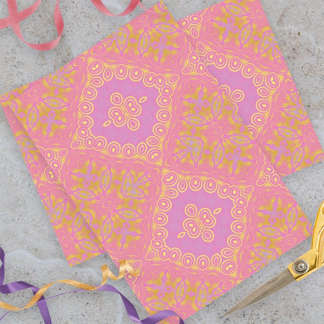 Stylish Pastel Pink Yellow Purple Boho Pattern Tissue Paper (Creator Uploaded)