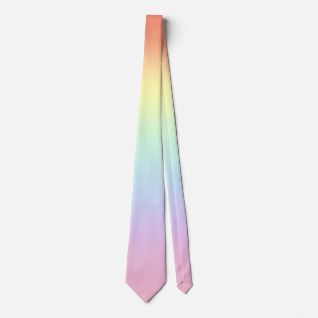 Stylish Pastel Rainbow Gradient Wedding Necktie (Front)