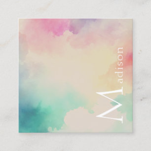 Stylish Pastel Watercolor Square Business Card