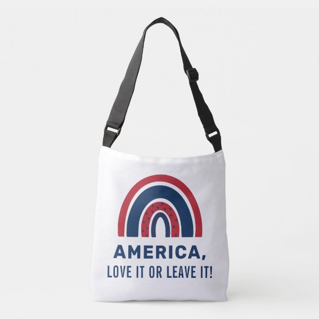 Stylish Patriotic USA American Rainbow 4th Of July Crossbody Bag (Front)