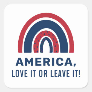 Stylish Patriotic USA American Rainbow 4th Of July Square Sticker