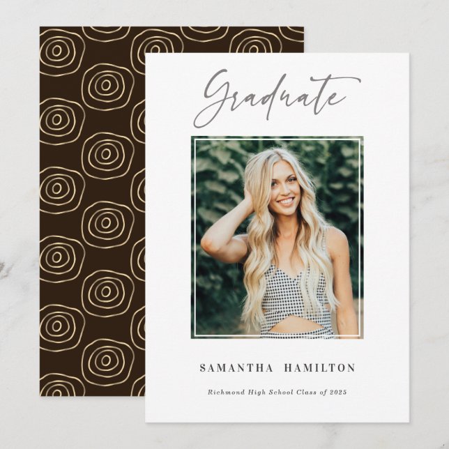 Stylish Pattern Graduation Photo Announcement (Front/Back)