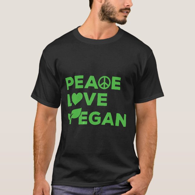 Stylish Peace Love Vegan Design Printed Tee Gift I (Front)
