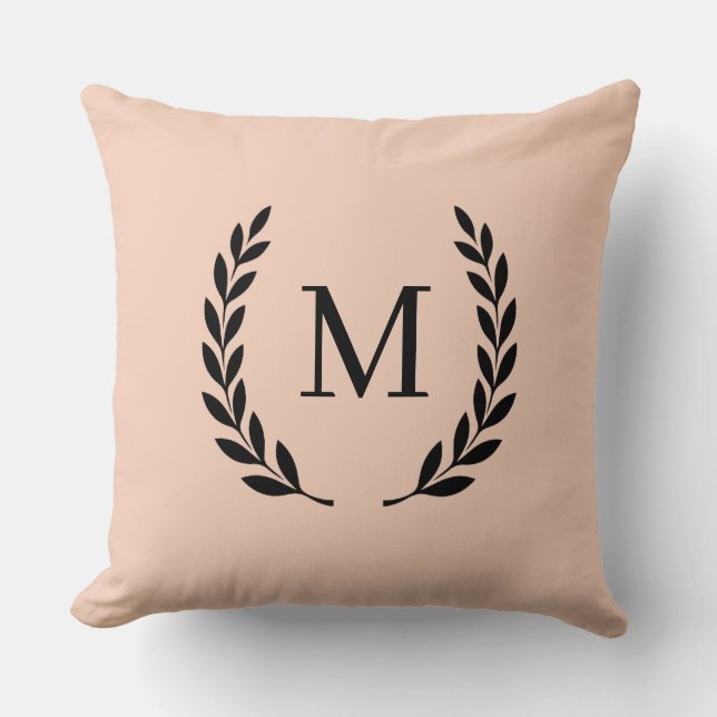 Stylish Peach Monogram Initial  Cushion (Front)