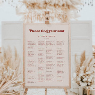 Stylish Peach Pink Alphabetical seating chart