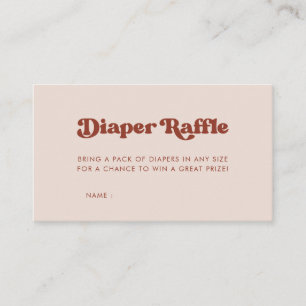 Stylish Peach Pink Baby shower diaper raffle Enclosure Card