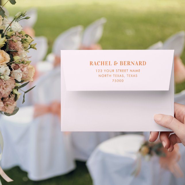 Stylish Peach Pink & Orange Typography Wedding Envelope (Creator Uploaded)