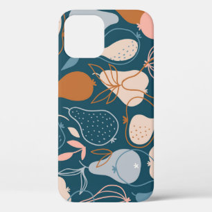 Stylish Pear: Scandinavian Dark Pattern iPhone 12 Case