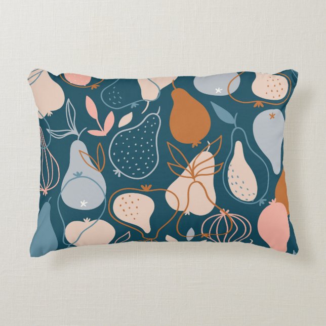Stylish Pear: Scandinavian Dark Pattern Decorative Cushion (Front)