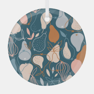 Stylish Pear: Scandinavian Dark Pattern Glass Tree Decoration