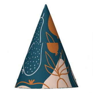 Stylish Pear: Scandinavian Dark Pattern Party Hat