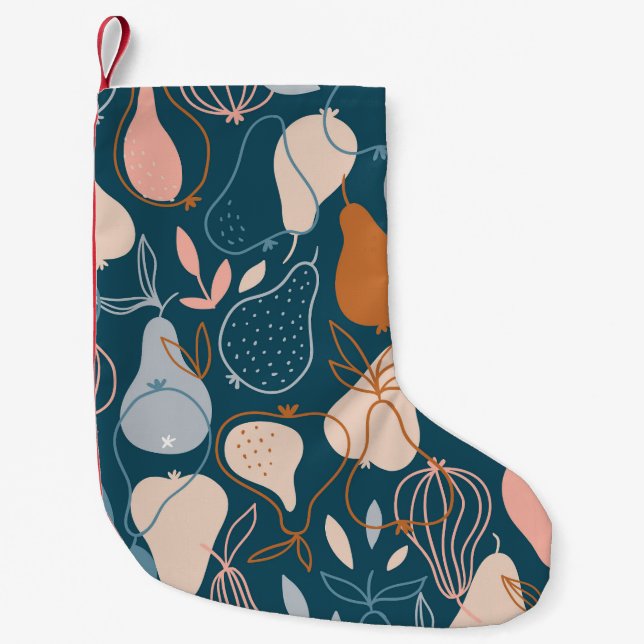 Stylish Pear: Scandinavian Dark Pattern Small Christmas Stocking (Front)
