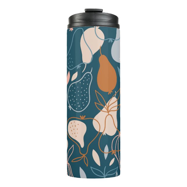 Stylish Pear: Scandinavian Dark Pattern Thermal Tumbler (Front)