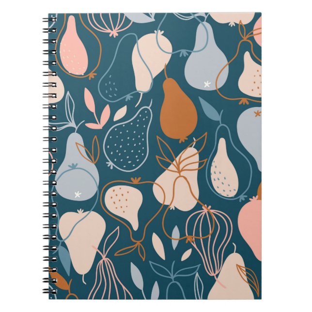 Stylish pear seamless pattern in scandinavian styl notebook (Front)