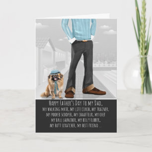 Stylish Pekingese Dog and Dad Funny Father's Day Holiday Card