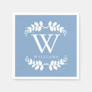 Stylish Periwinkle Blue Monogram Napkin