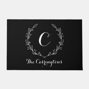 Stylish Personalised Black Front Door Mat   Large