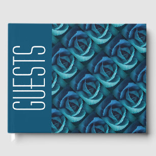 Stylish Personalised BLUE ROSE Floral Guest Book