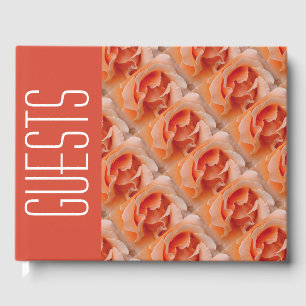 Stylish Personalised Christian PEACH CORAL ROSE Guest Book