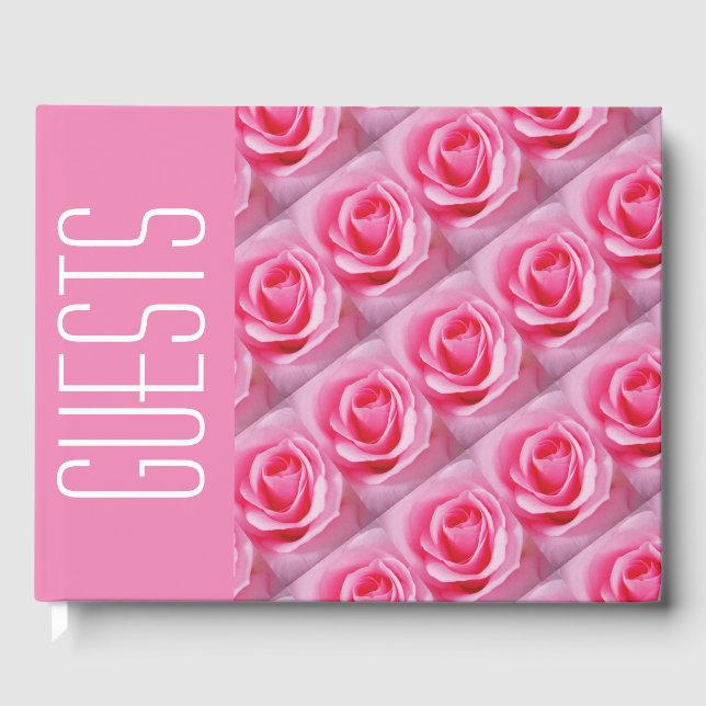Stylish Personalised Christian Scripture PINK ROSE Guest Book (Front)