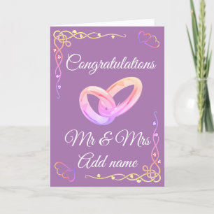 Stylish personalised congratulations mr & mrs card