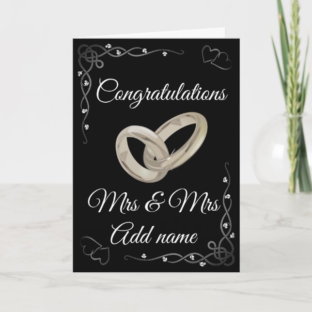 Stylish personalised congratulations mrs& mrs card (Front)