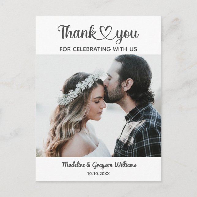 Stylish Personalised Custom Photo Romantic Wedding Postcard (Front)