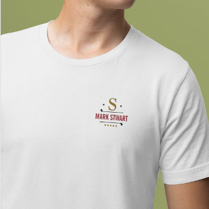 Stylish Personalised Golf Player Logo White T-Shirt
