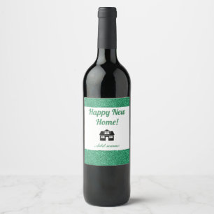 Stylish personalised happy new home bottle label