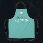Stylish Personalised Kitchen Apron<br><div class="desc">Personalised apron for all the chef's out there, a perfect gift for men and women, with a turquoise background, a chef hat, spoon and knife, with text that reads 'STEPHANIES KITCHEN'. Ideal for BBQ or in the home cooking! easily personalised with your name this apron will make a fab gift...</div>