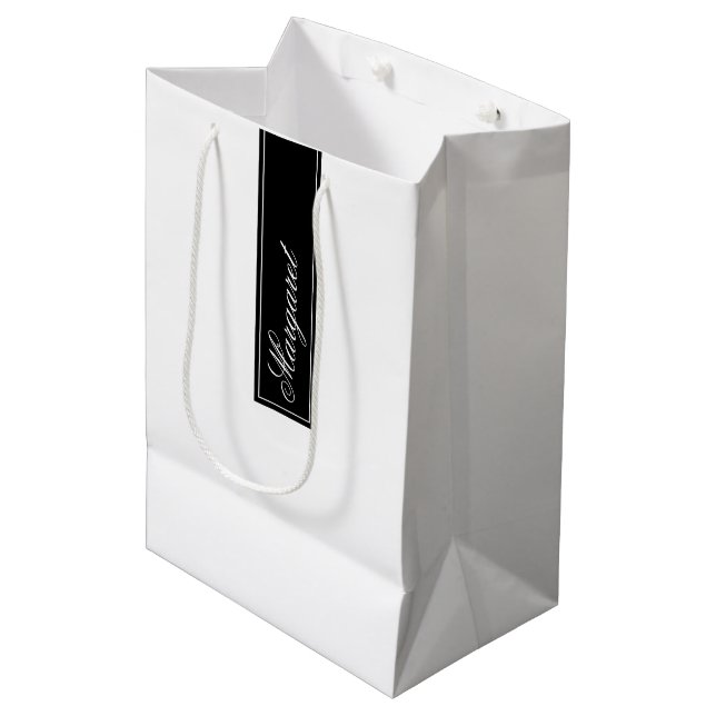 Stylish Personalised Name Custom Medium Gift Bag (Front Angled)