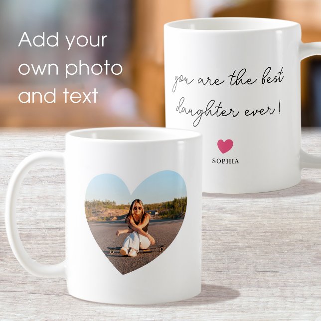 Stylish Personalised Name Photo Love Heart Coffee Mug (Creator Uploaded)