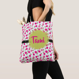 Stylish Personalised Pink Floral Pattern Tote Bag