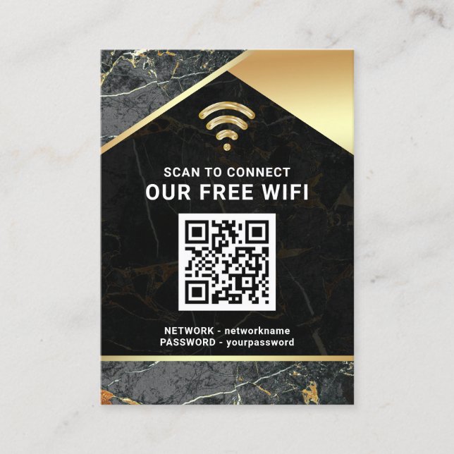 Stylish Personalised QR Code Wifi Network Password Business Card (Front)